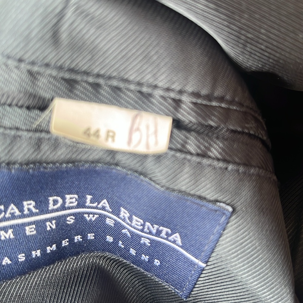 Vintage Oscar De La Renta menswear CASHMERE blend sports coat dark NAVY size 44R - Picture 9 of 9